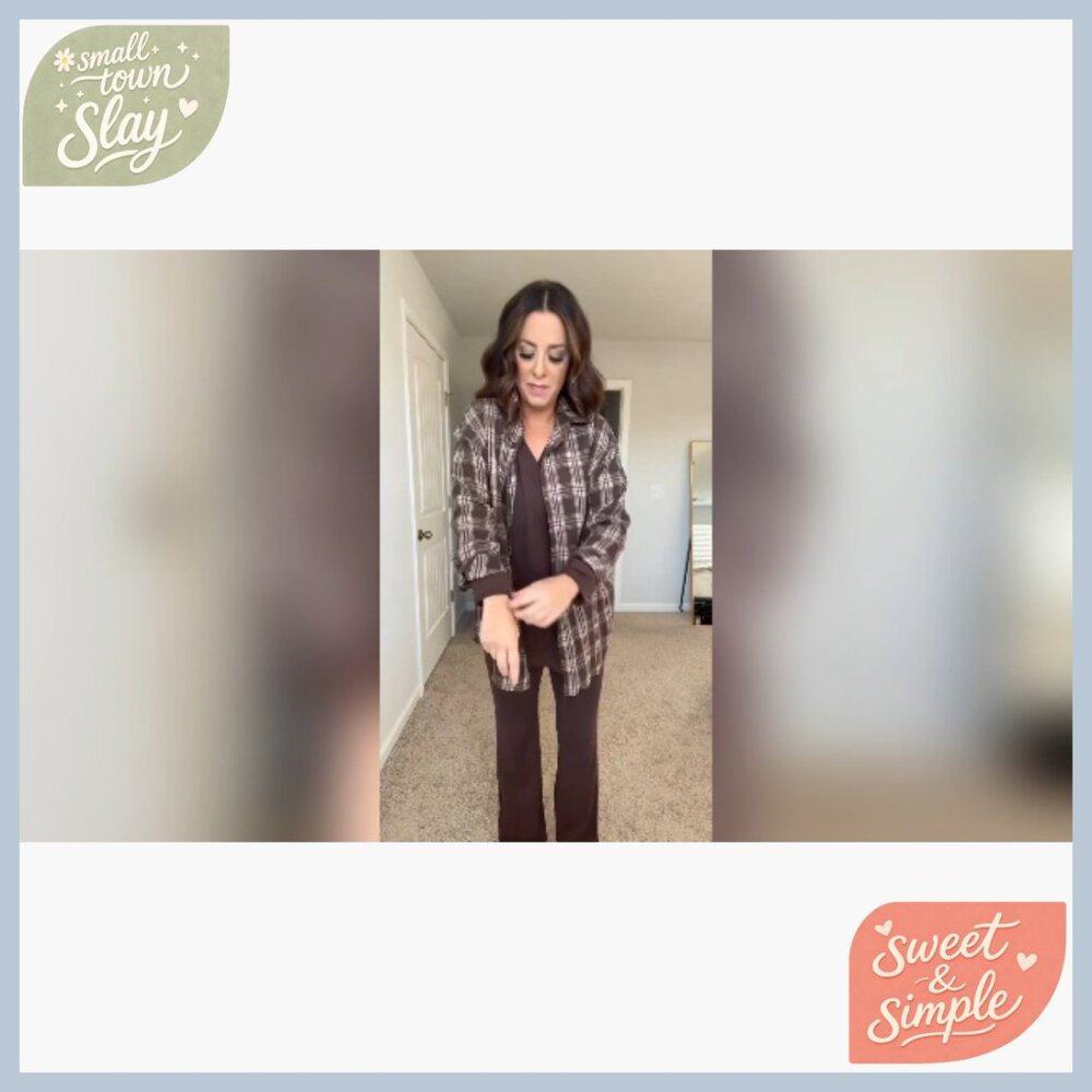 Oversized Flannel Button Down Shirt Long Sleeve Loose Fit Plaid Blouse - Picture 7 of 7